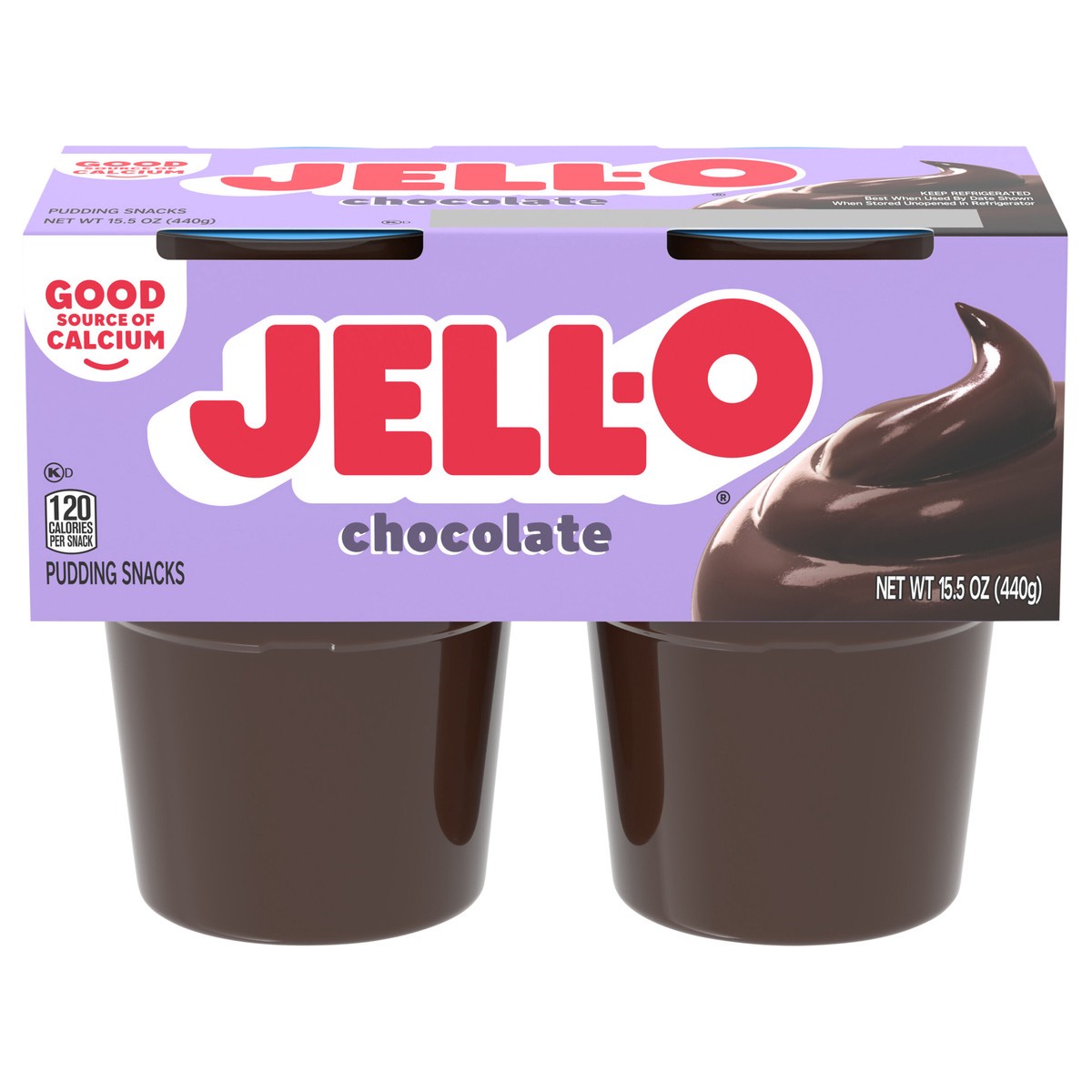 slide 1 of 9, Jell-O Original Chocolate Ready-to-Eat Pudding Snack Cups, 4 ct Cups, 15.5 oz