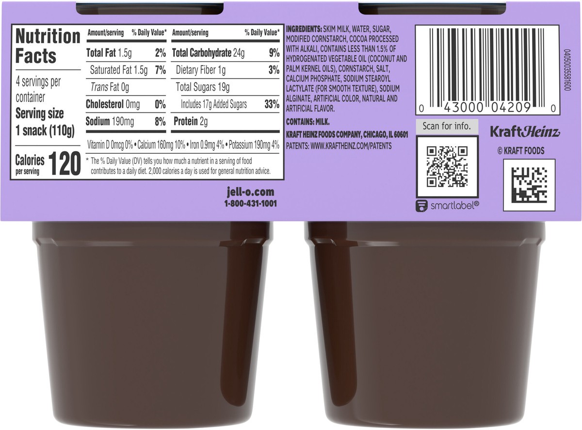 slide 9 of 9, Jell-O Original Chocolate Ready-to-Eat Pudding Snack Cups, 4 ct Cups, 4 ct