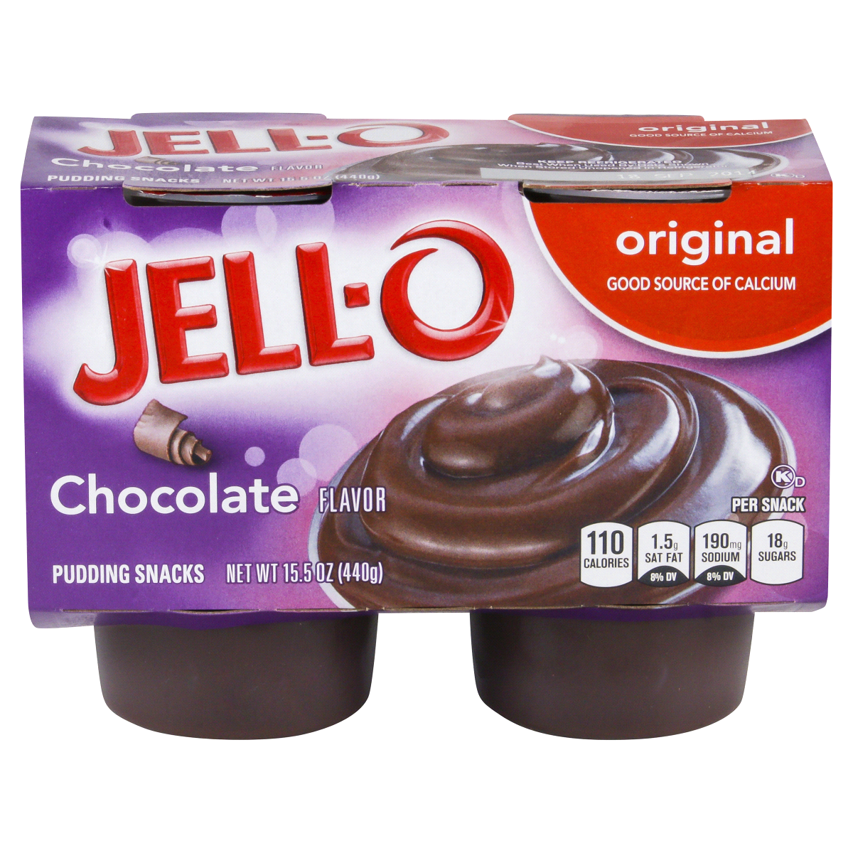 slide 1 of 6, Jell-O Original Chocolate Ready-to-Eat Pudding Cups Snack Cups, 4 ct; 3.9 oz