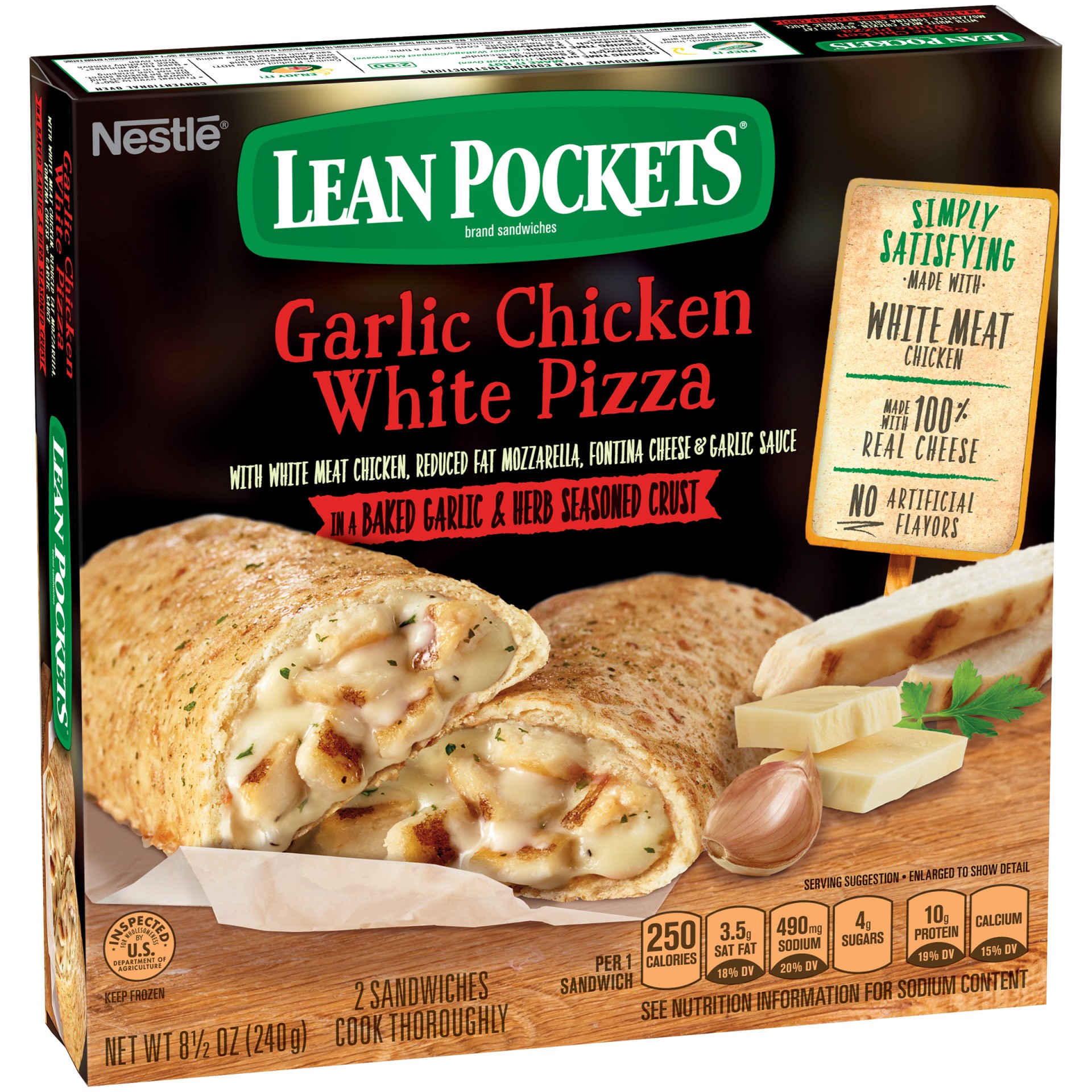 slide 3 of 10, Lean Pockets Garlic Chicken Pizza, 2 ct