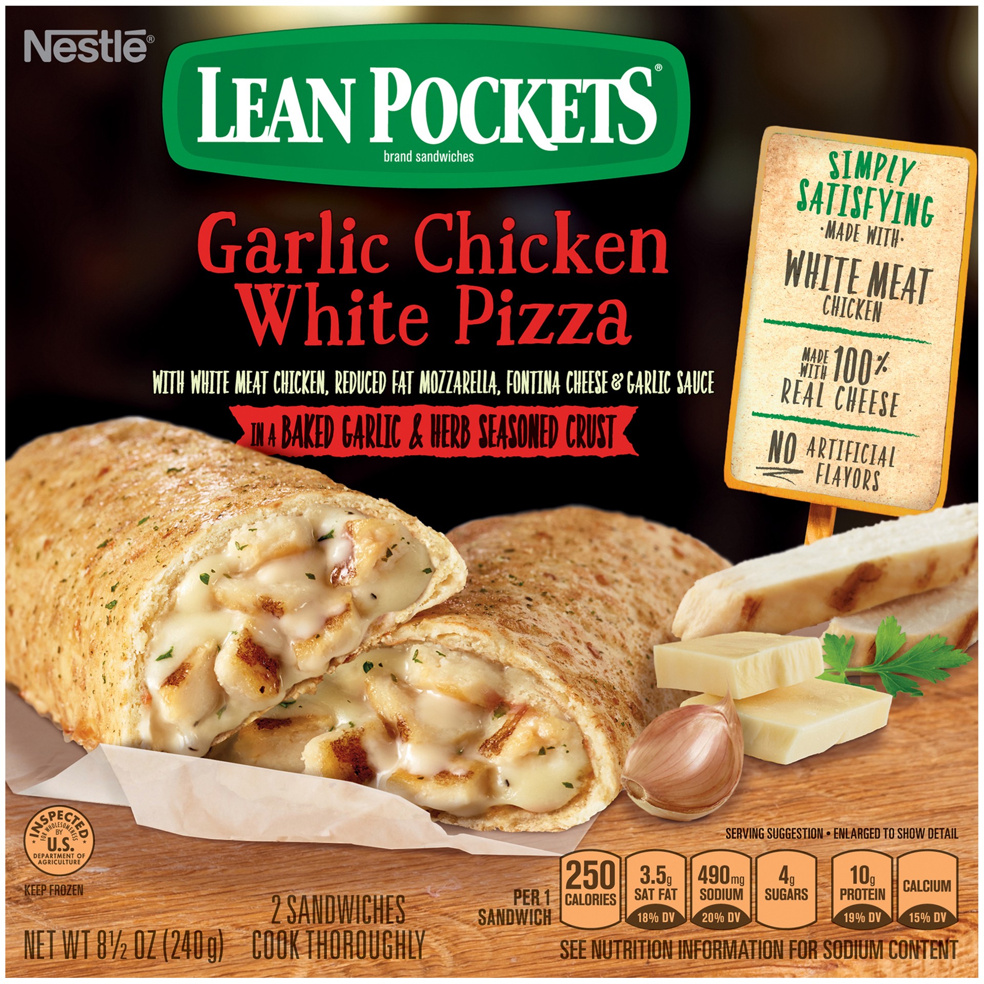 slide 1 of 10, Lean Pockets Garlic Chicken Pizza, 2 ct