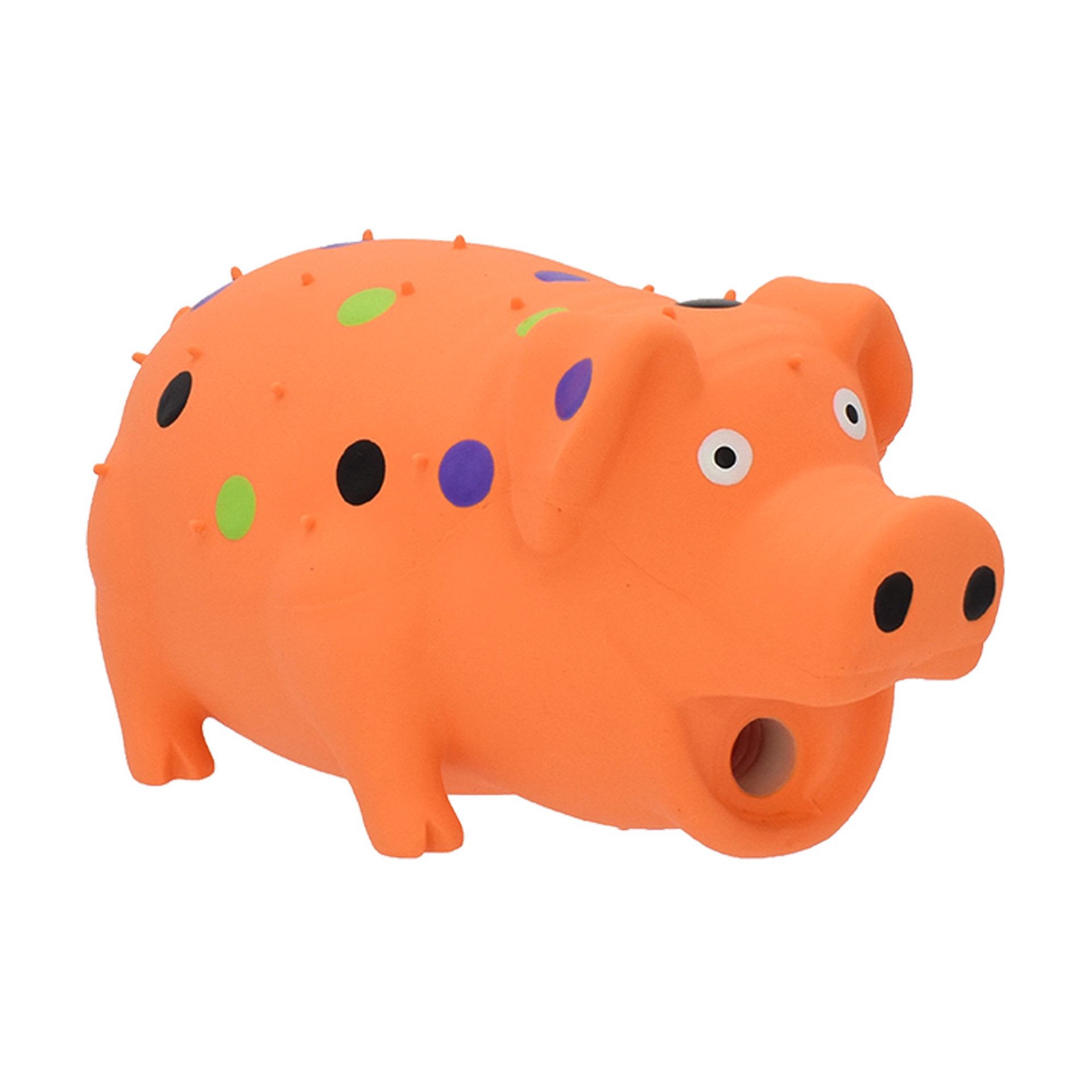 slide 1 of 1, Multipet® Halloween Orange Globlet Grunting Pig With Polka Dots 8", 8 in