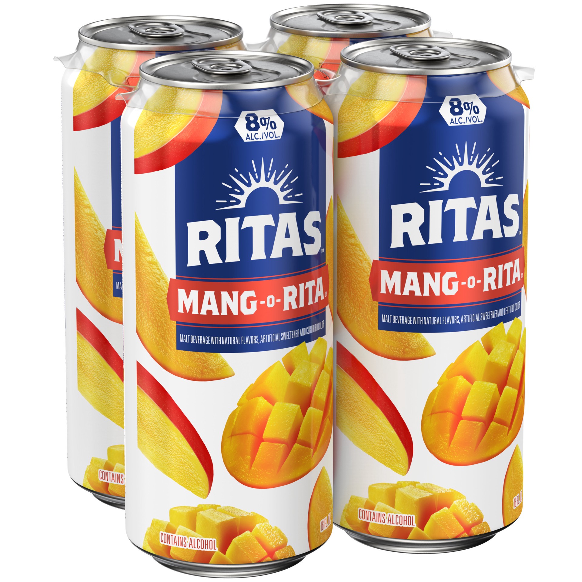 slide 1 of 5, RITAS Mang-o-rita 4 Pack, 16 fl oz Cans, 16 fl oz