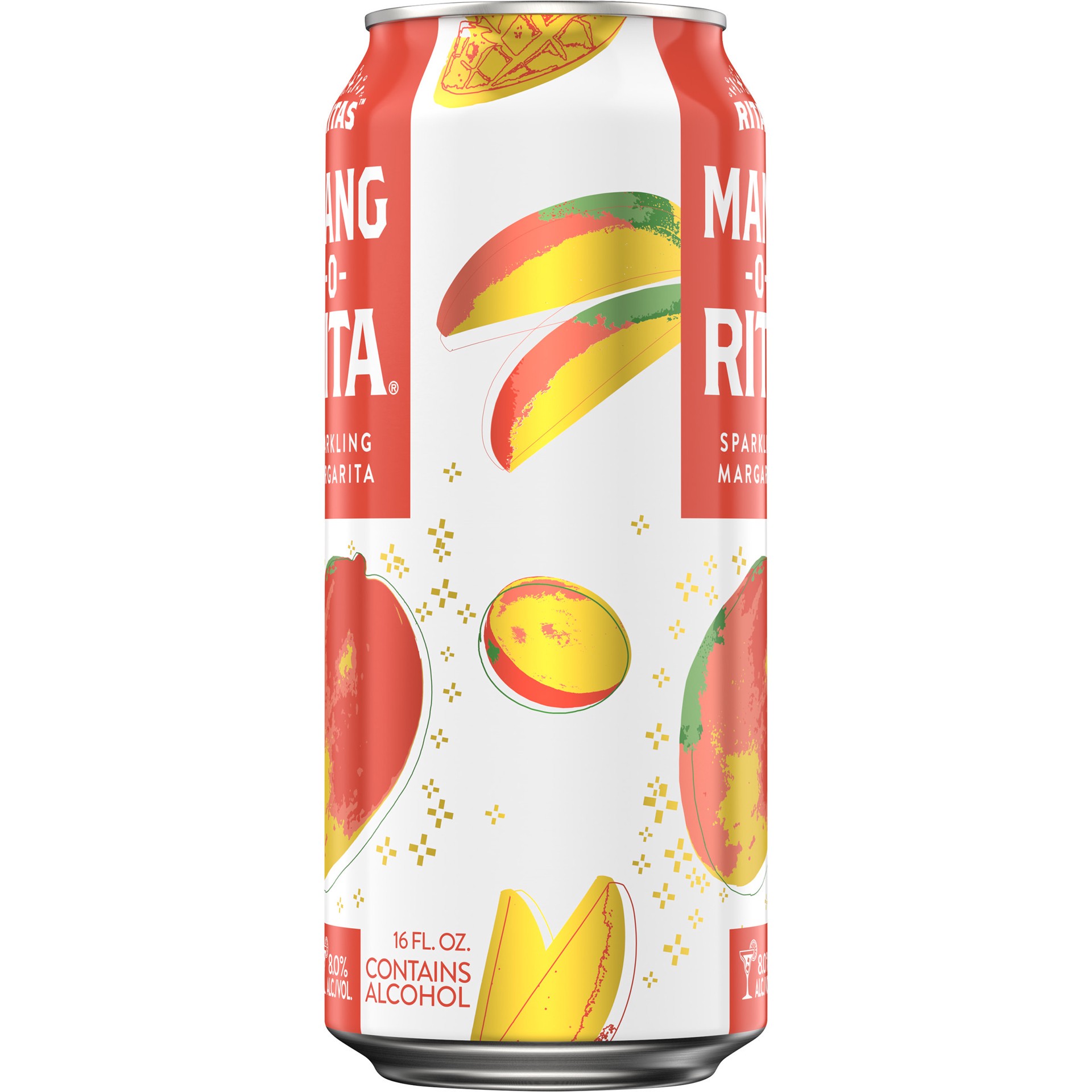 slide 1 of 5, RITAS Mang-O-Rita Sparkling Margarita, 4 Pack 16 fl. oz. Cans, 8% ABV, 16 oz