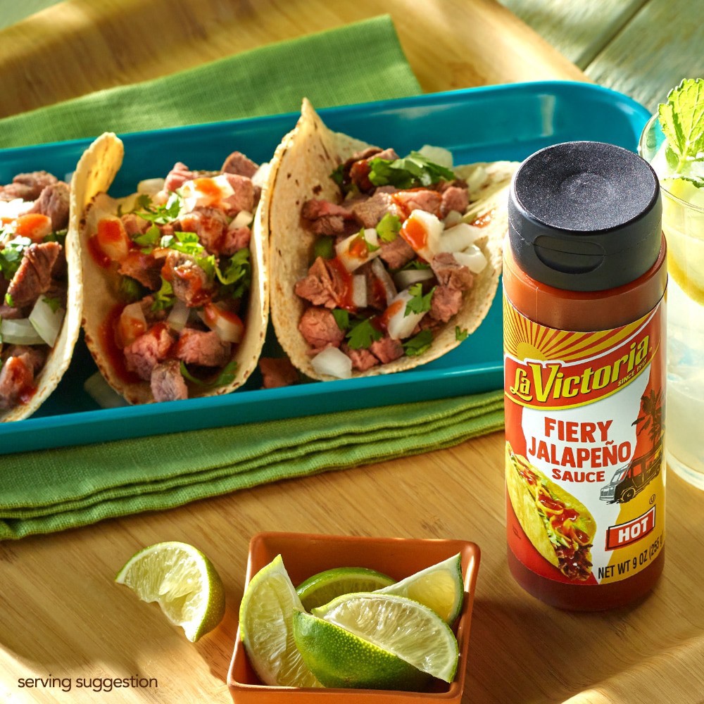 slide 4 of 4, La Victoria® Fiery Jalapeño Sauce Hot, net wt 9 oz (255 gram)