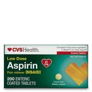 slide 1 of 1, CVS Health Low Dose Aspirin Enteric Coated Tablets 81mg, 200 ct