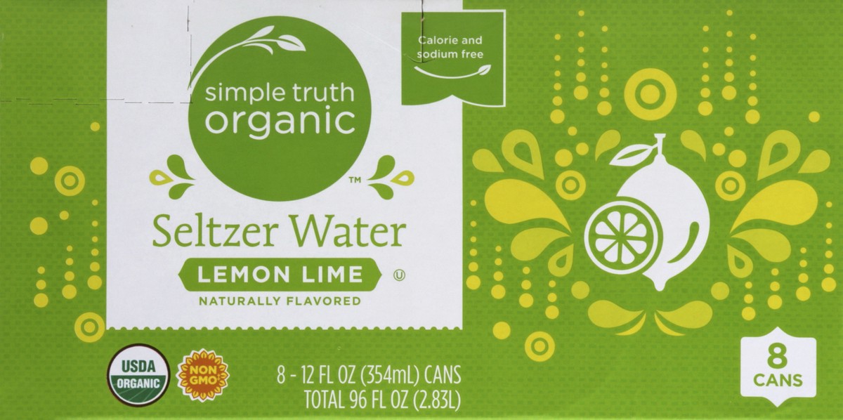 slide 2 of 7, Simple Truth Organic Lemon Lime Seltzer Water, 8 ct; 12 fl oz