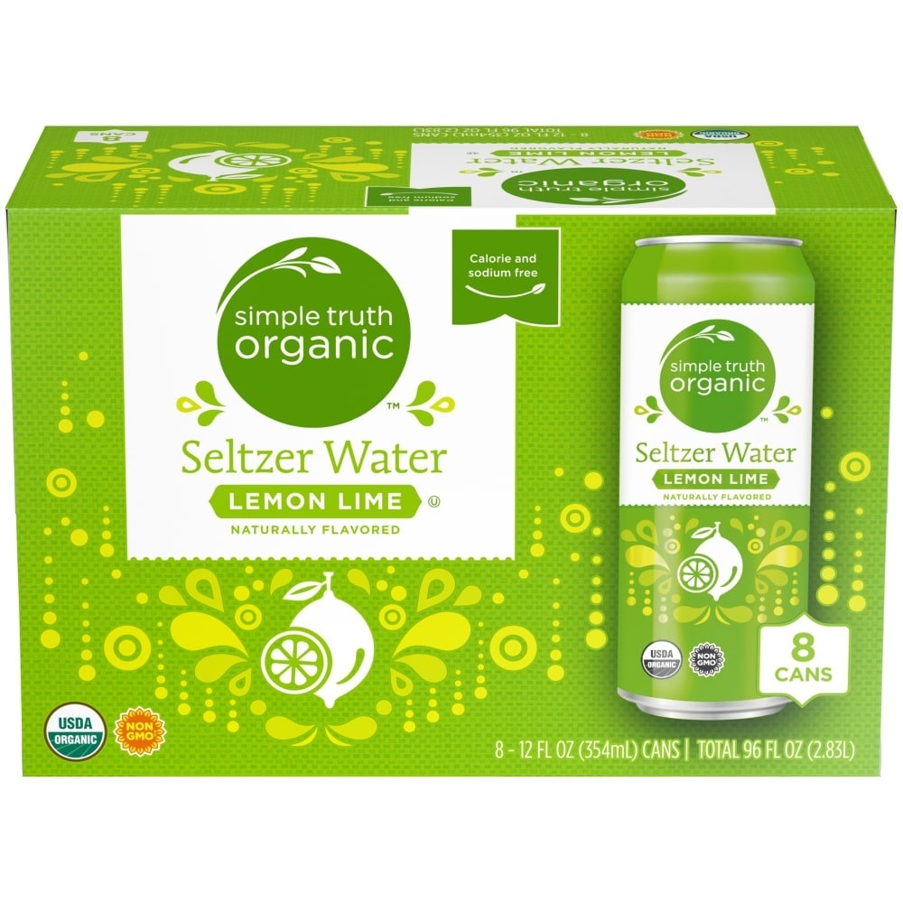 slide 1 of 7, Simple Truth Organic Lemon Lime Seltzer Water, 8 ct; 12 fl oz