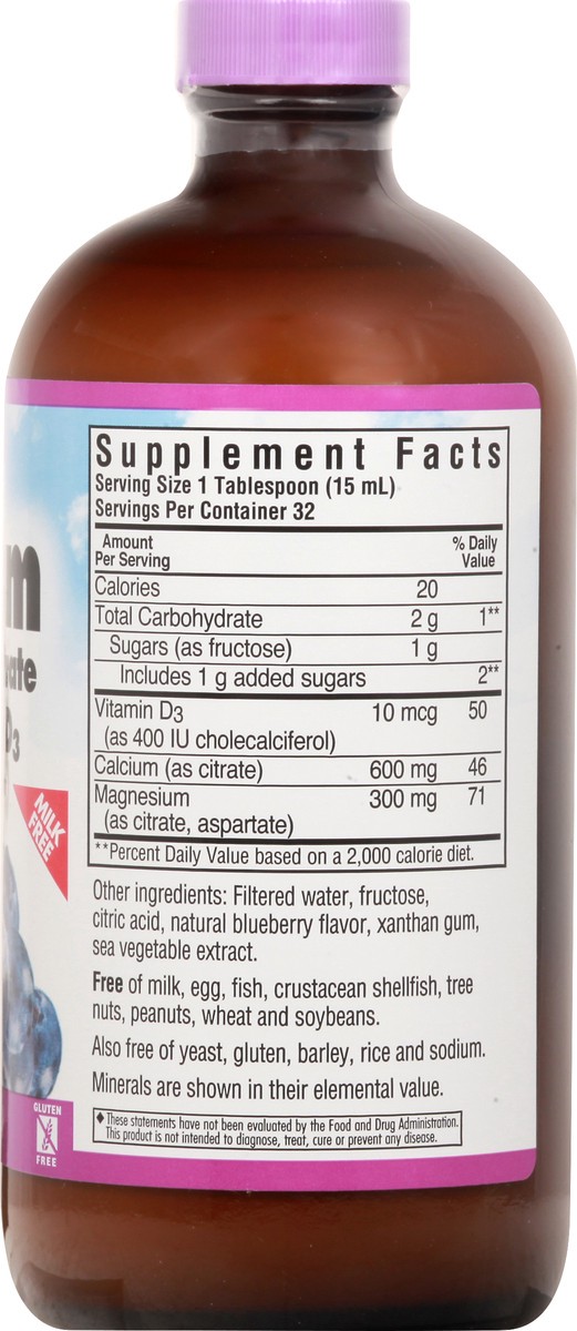 slide 8 of 9, Bluebonnet Nutrition Calcium Magnesium Citrate Blueberry Flavor Liquid, 16 fl oz