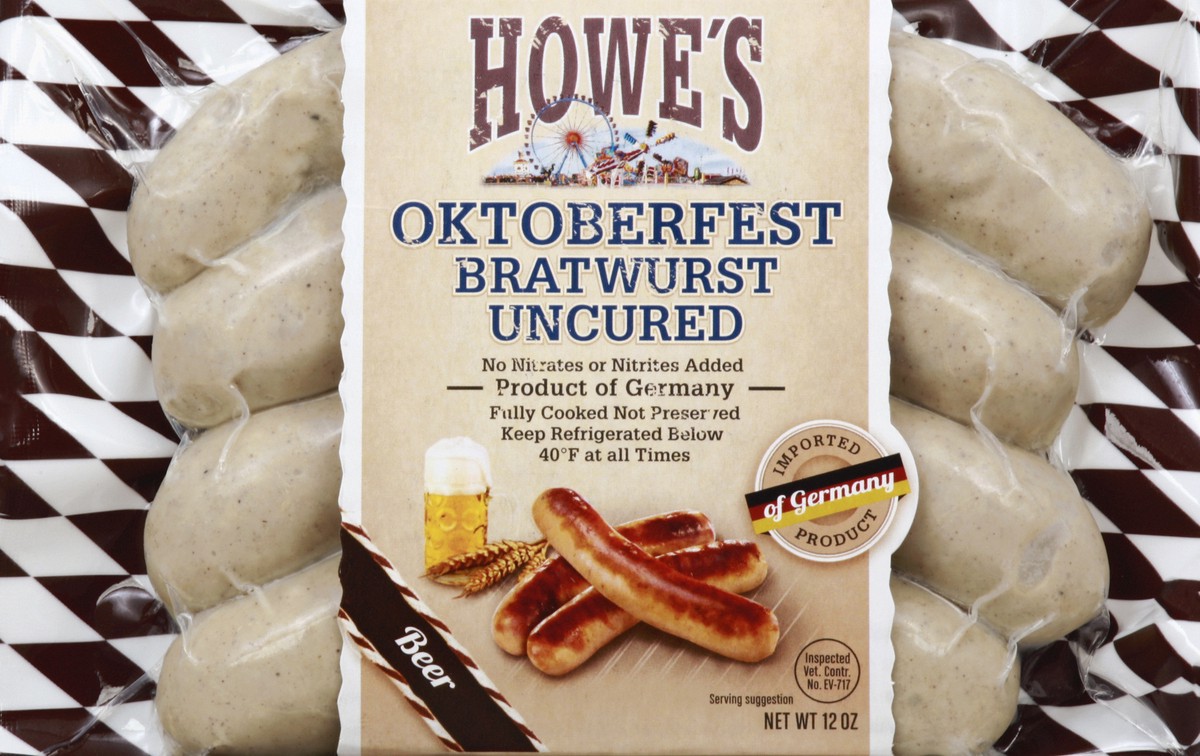 slide 5 of 5, Howes Bratwurst 12 oz, 12 oz