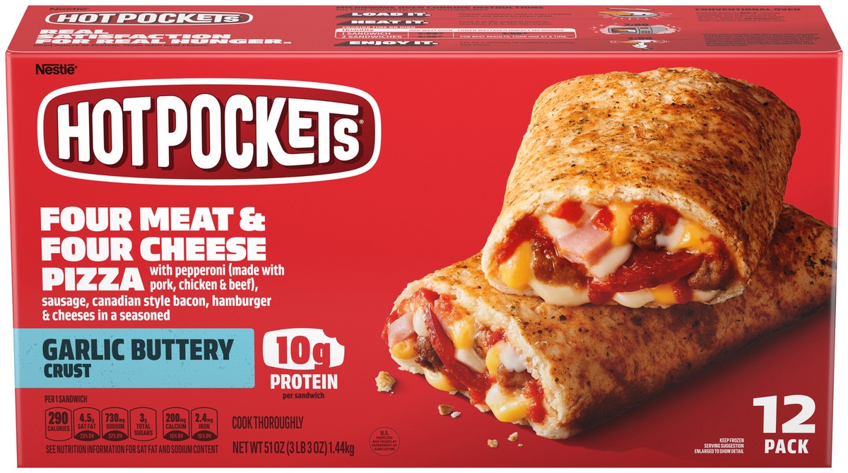 slide 1 of 9, Hot Pockets Frozen Sandwich, 54 oz