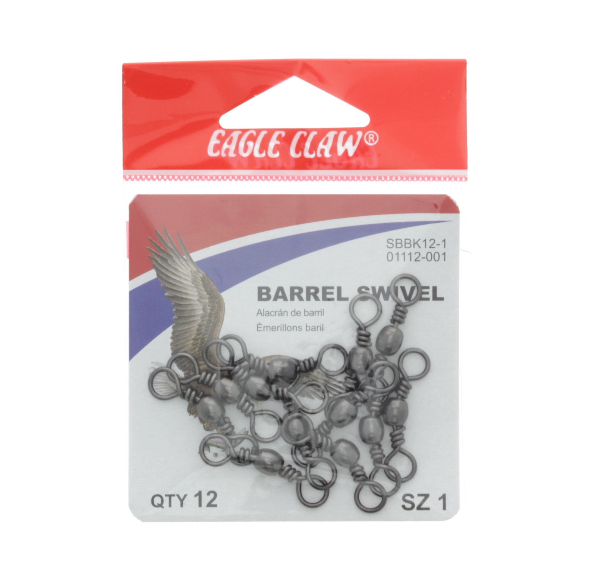 slide 1 of 1, Eagle Claw Black Barrel Swivel, 12 ct