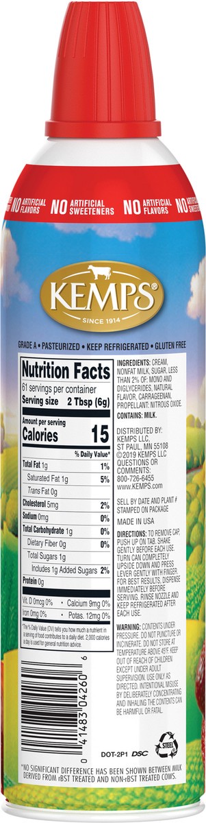 slide 3 of 7, Kemps Whipped Light Dairy Cream, 13 oz, 