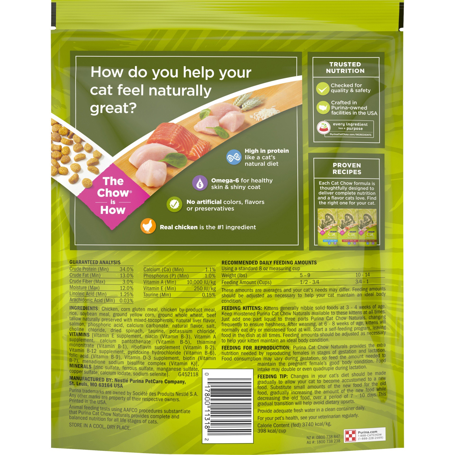 slide 4 of 10, Cat Chow Purina Cat Chow Naturals With Added Vitamins, Minerals and Nutrients Dry Cat Food, Naturals Original, 16 oz