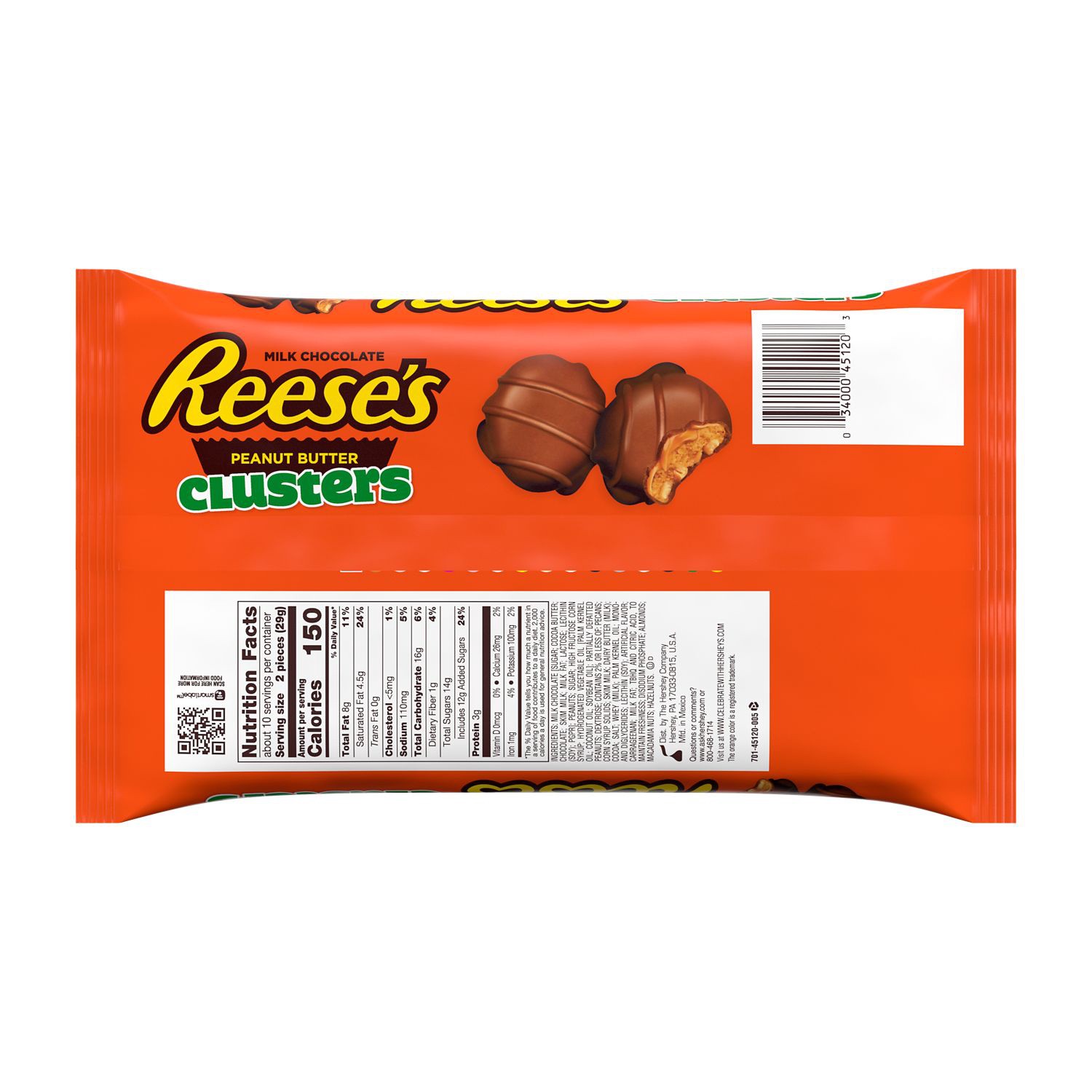 slide 2 of 2, Reese's CLUSTERS Peanut Butter, Caramel, Peanut, Pecan and Milk Chocolate Candy, 10 oz, Bag, 10 oz