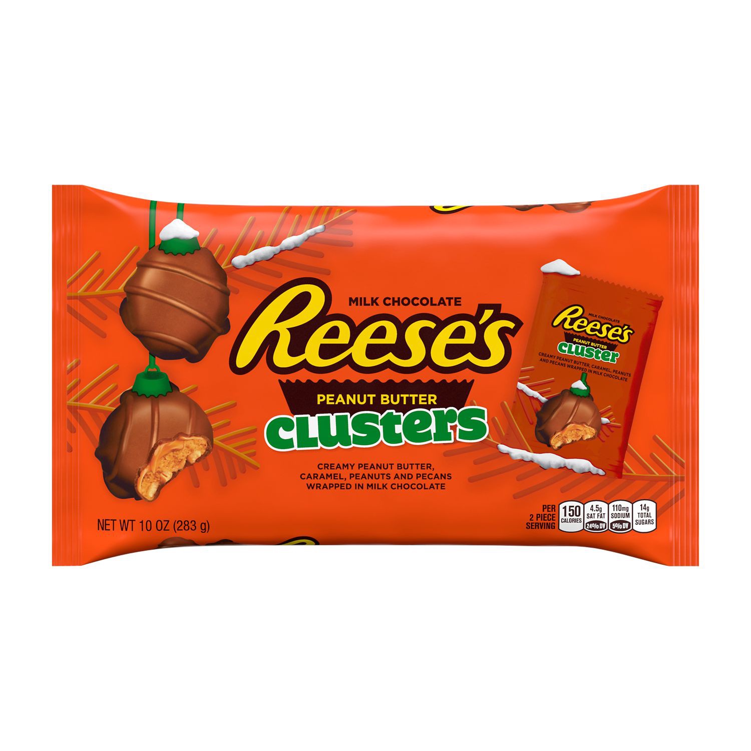 slide 1 of 2, Reese's CLUSTERS Peanut Butter, Caramel, Peanut, Pecan and Milk Chocolate Candy, 10 oz, Bag, 10 oz