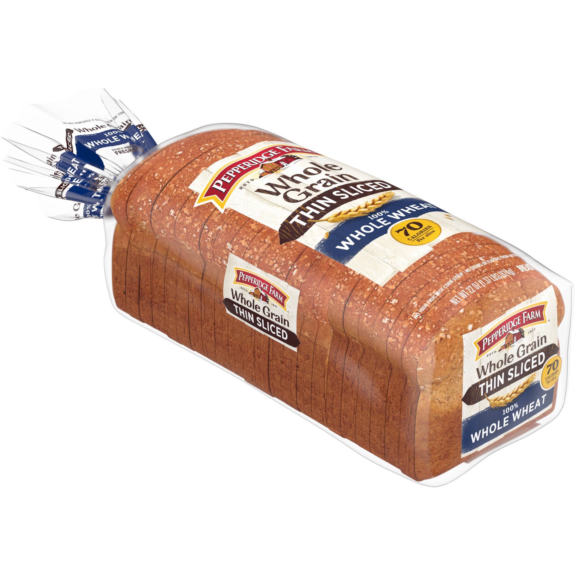 slide 6 of 12, Pepperidge Farm Whole Grain Thin Sliced 100% Whole Wheat Bread, 22 oz. Loaf, 22 oz