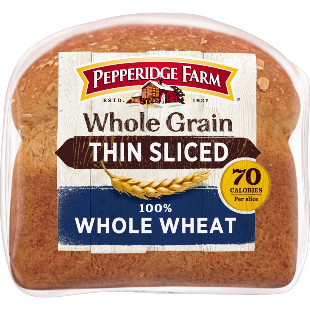 slide 10 of 12, Pepperidge Farm Whole Grain Thin Sliced 100% Whole Wheat Bread, 22 oz. Loaf, 22 oz