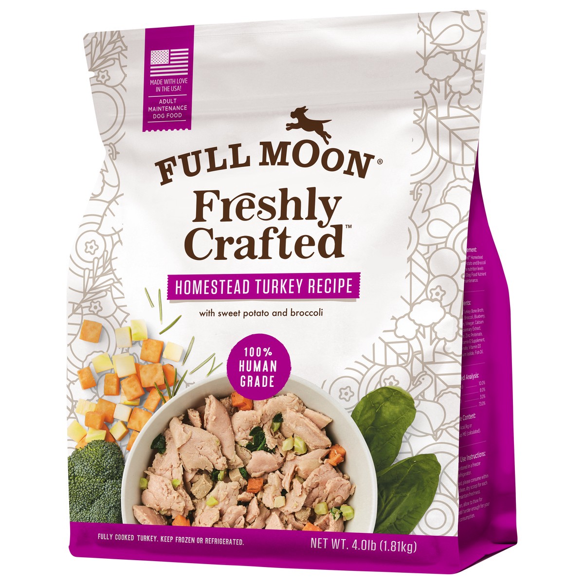 slide 3 of 5, FULL MOON Freshly Crafted Homestead Turkey Recipe Dog Food, 64 oz., 4 lb