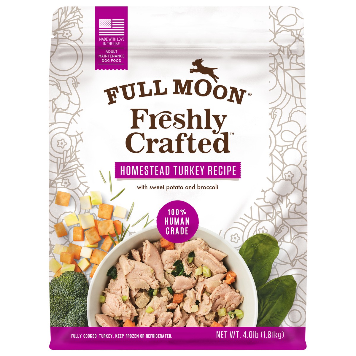 slide 1 of 5, FULL MOON Freshly Crafted Homestead Turkey Recipe Dog Food, 64 oz., 4 lb