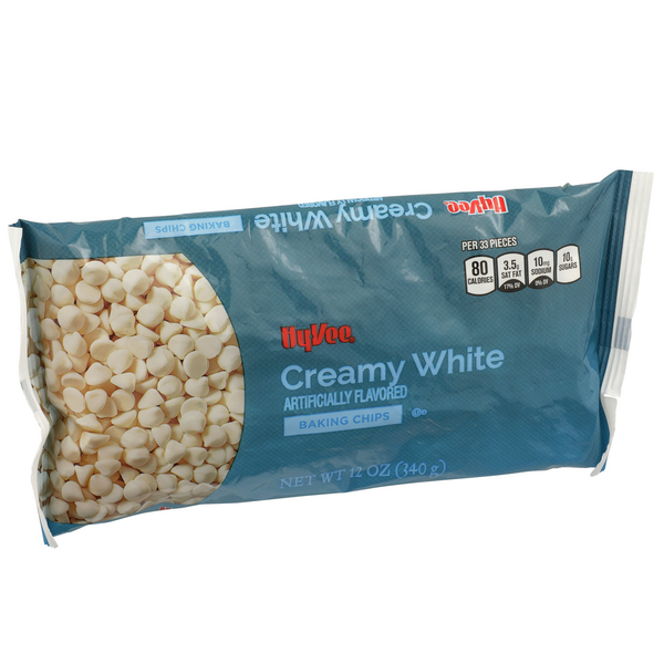 slide 1 of 1, Hy-vee Creamy White Flavored Baking Chips, 12 oz