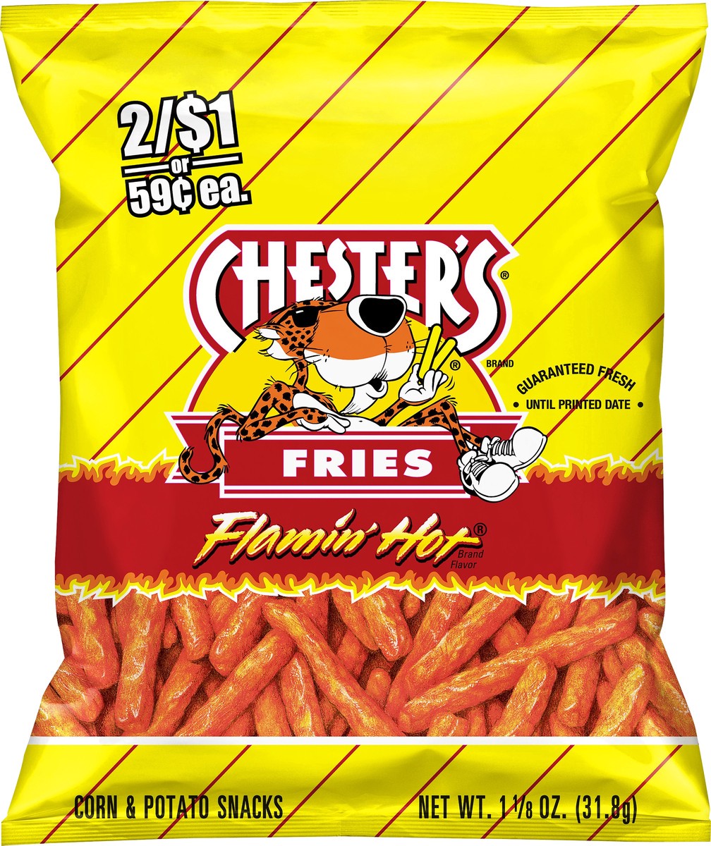 slide 3 of 4, Chester's Fries Corn & Potato Snacks Flamin' Hot 1 1/8 Oz, 1.12 oz