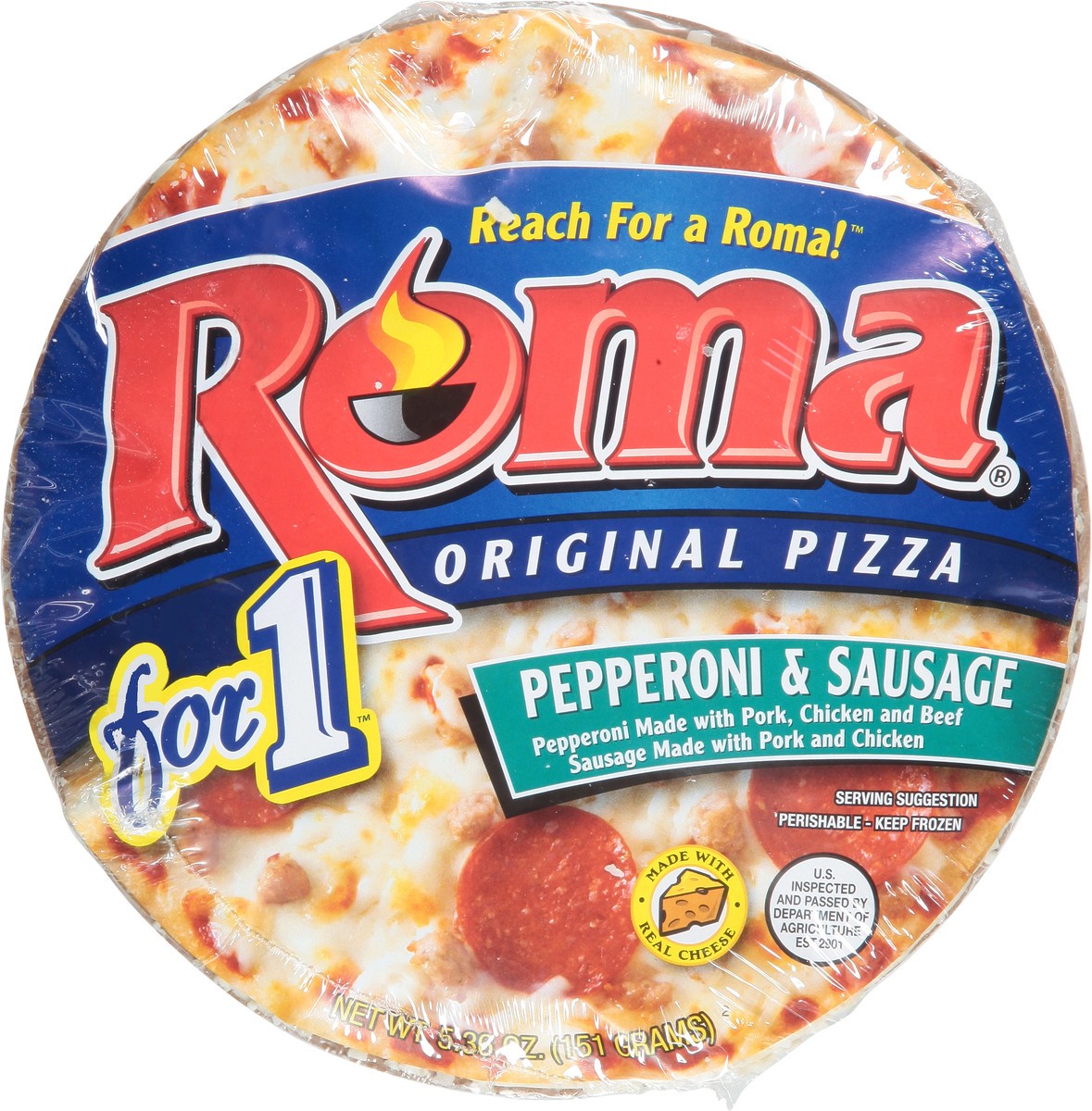 slide 3 of 13, Roma Original Pepperoni & Sausage Pizza 5.36 oz, 5.36 oz