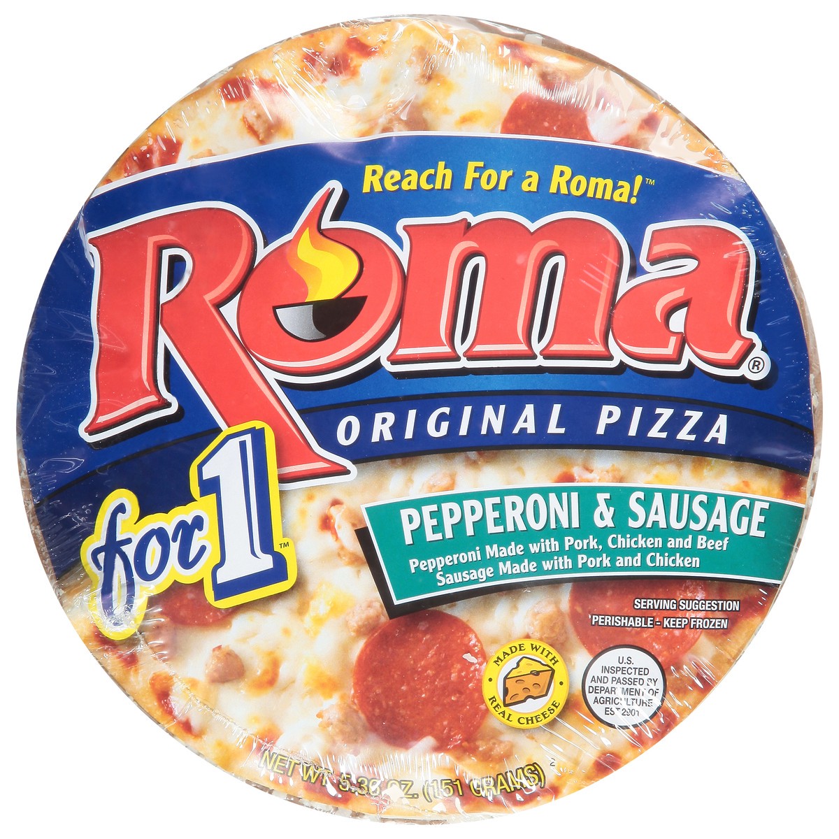 slide 10 of 13, Roma Original Pepperoni & Sausage Pizza 5.36 oz, 5.36 oz