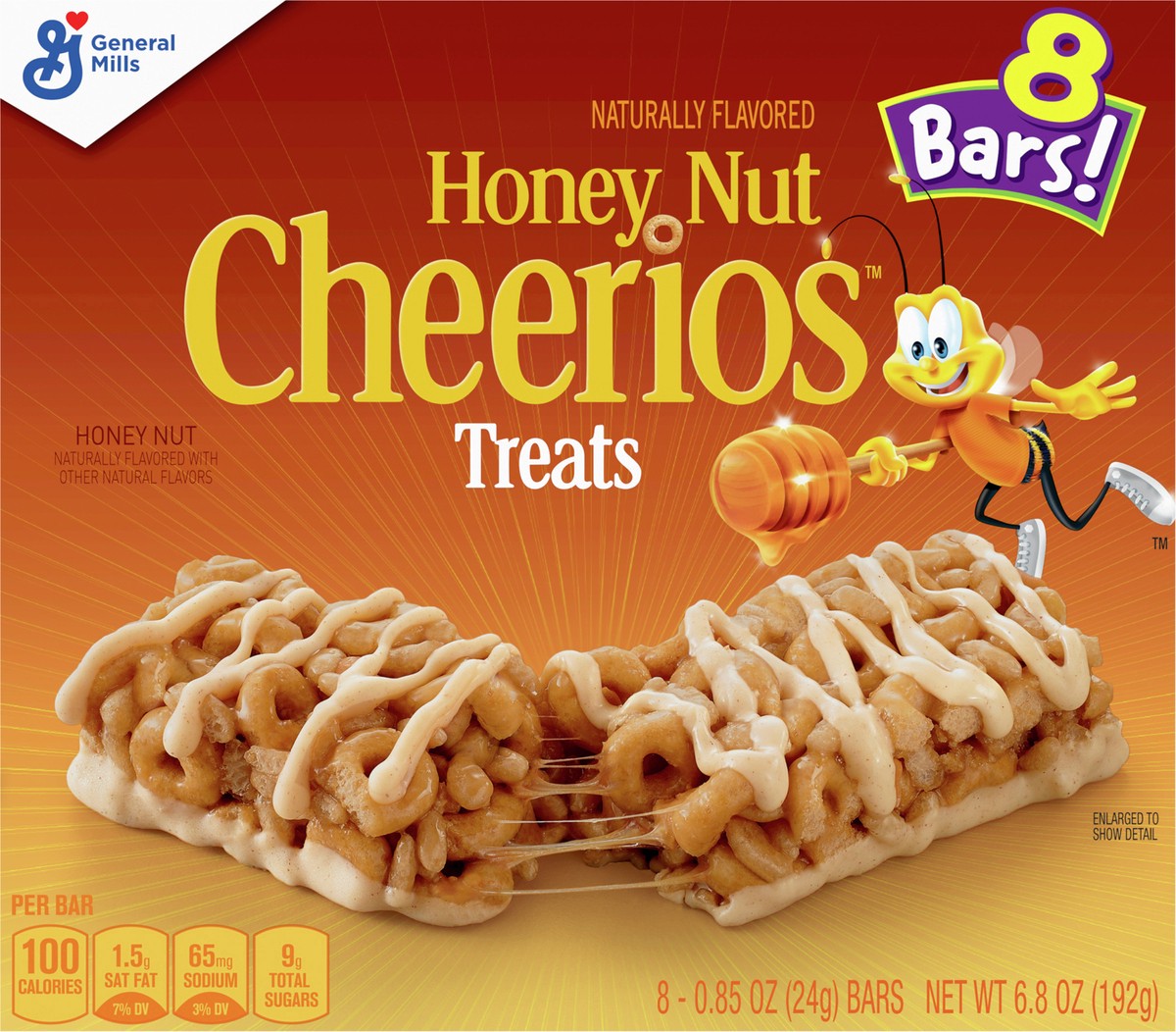 slide 4 of 13, Cheerios Honey Nut Cheerios Breakfast Cereal Treat Bars, Snack Bars, 8 ct, 8 ct