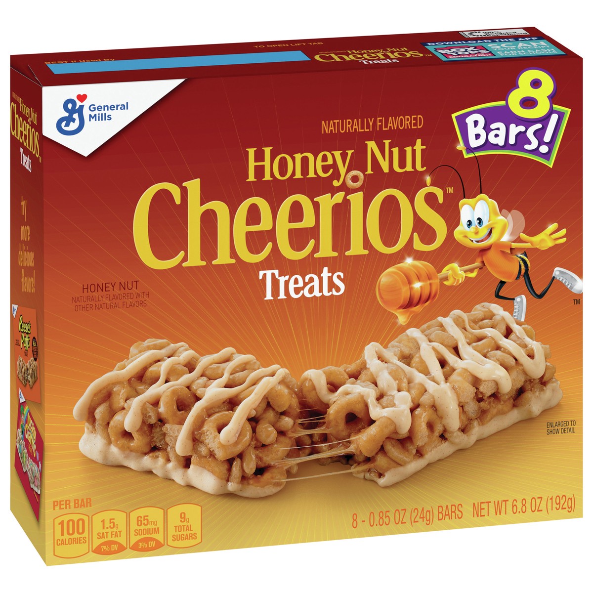 slide 10 of 13, Cheerios Honey Nut Cheerios Breakfast Cereal Treat Bars, Snack Bars, 8 ct, 8 ct