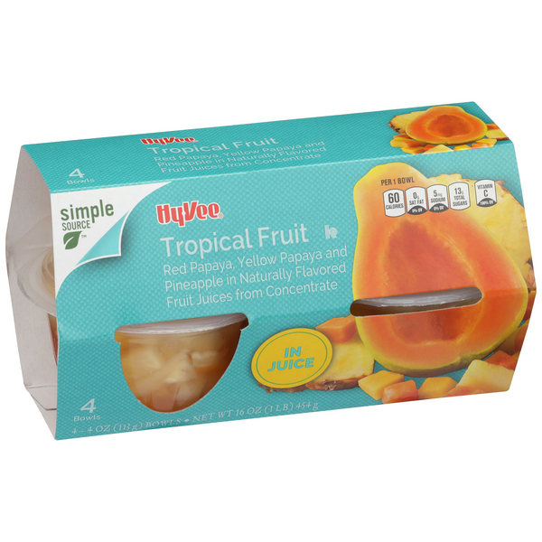 slide 1 of 1, Hy-vee Tropical Fruit Red Papaya, Yellow Papaya And Pineapple In Flavored Fruit Juices From Concentrate, 16 oz