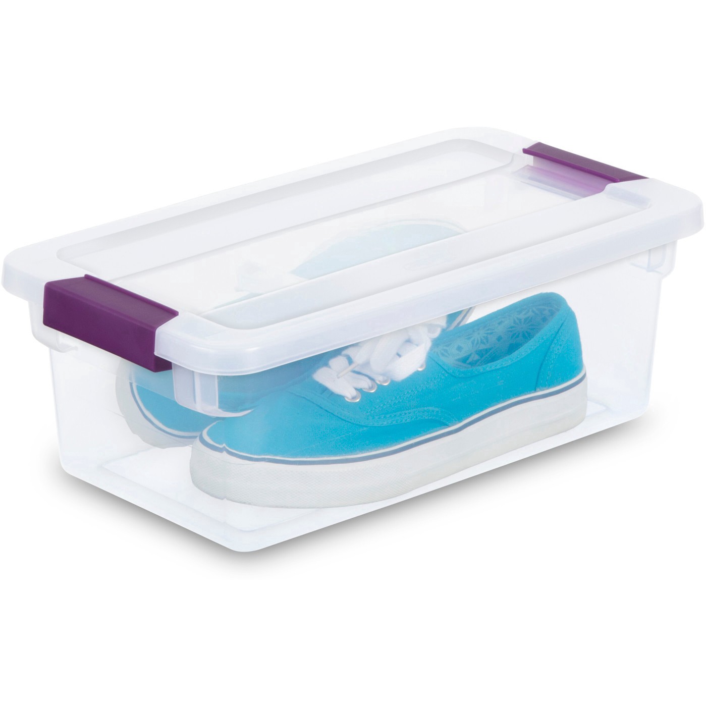 slide 44 of 70, Sterilite 6 Qt Clear View Box Clear with Latches Purple, 6 qt