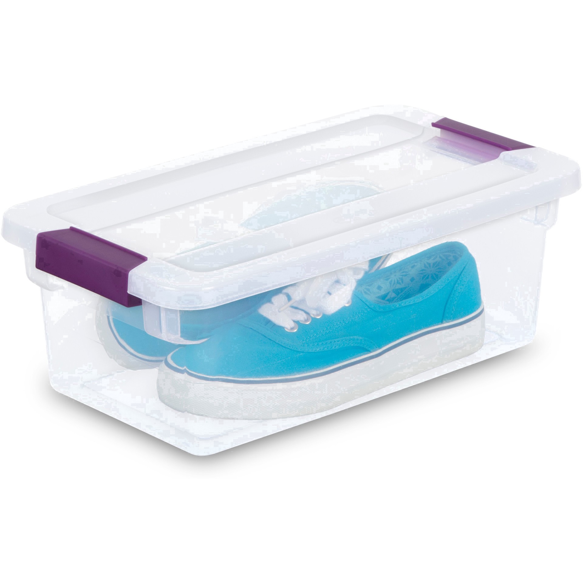 slide 22 of 70, Sterilite 6 Qt Clear View Box Clear with Latches Purple, 6 qt