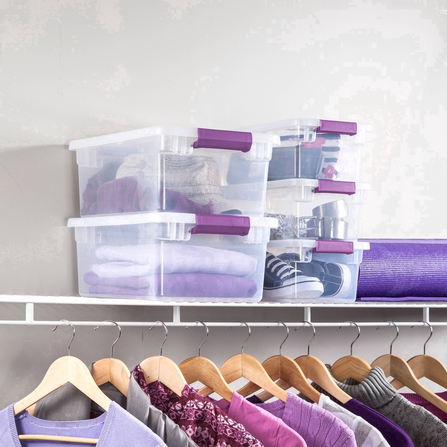 slide 32 of 70, Sterilite 6 Qt Clear View Box Clear with Latches Purple, 6 qt