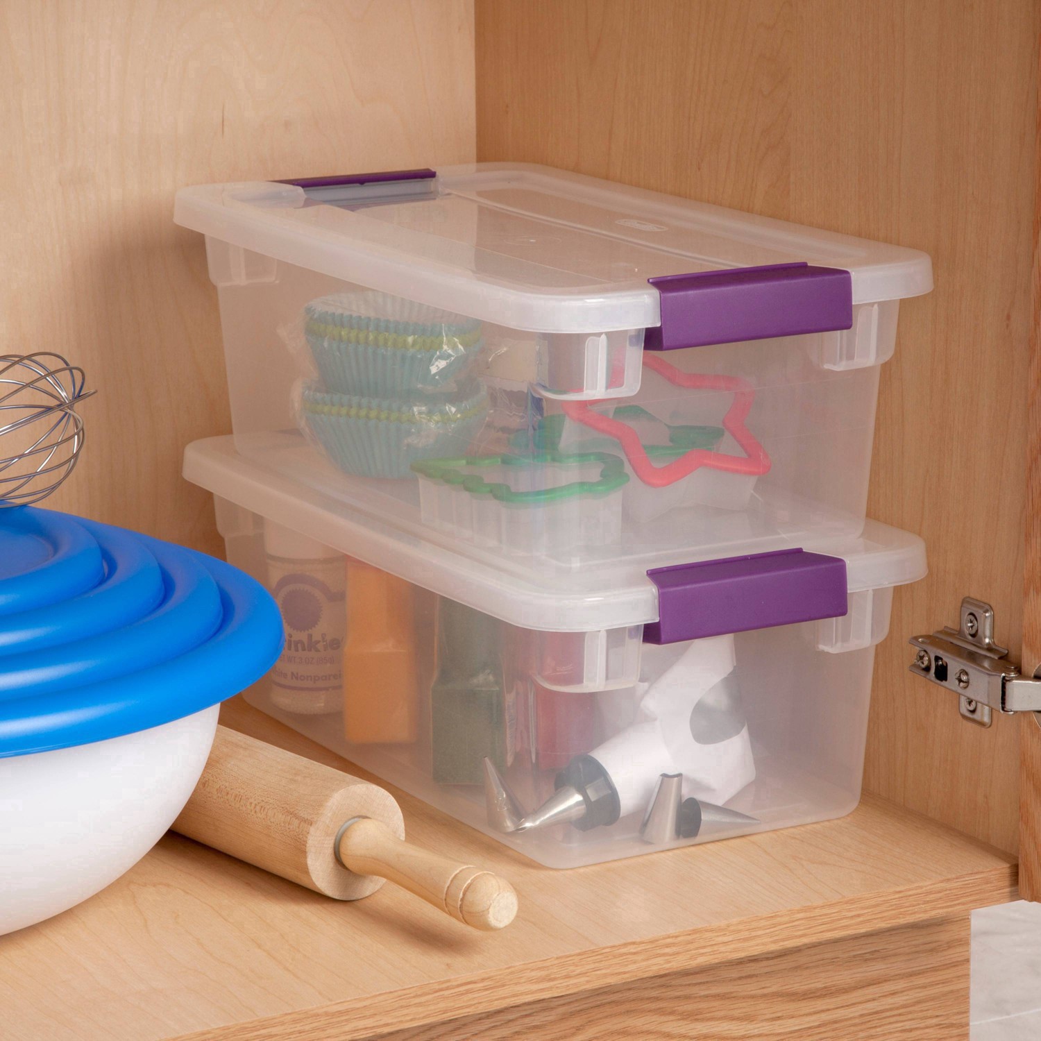 slide 11 of 70, Sterilite 6 Qt Clear View Box Clear with Latches Purple, 6 qt