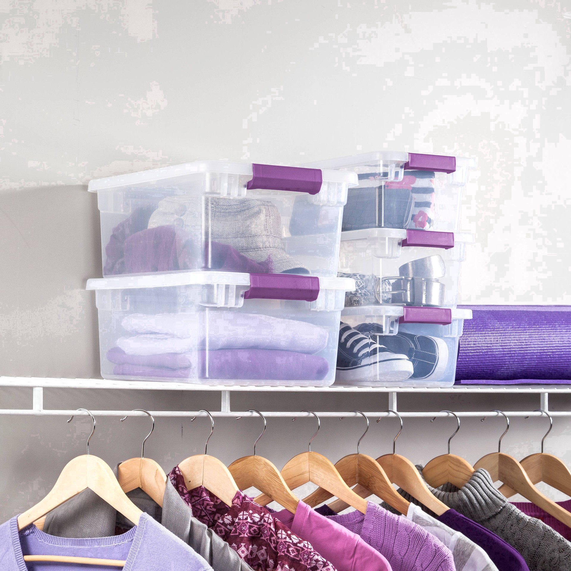 slide 63 of 70, Sterilite 6 Qt Clear View Box Clear with Latches Purple, 6 qt