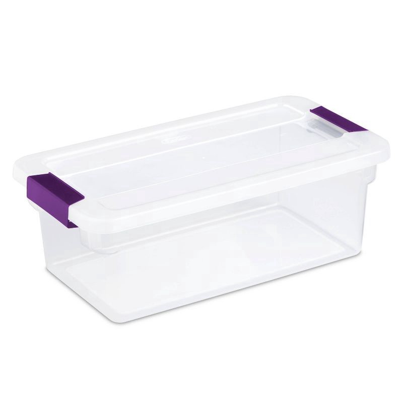 slide 1 of 70, Sterilite 6 Qt Clear View Box Clear with Latches Purple, 6 qt