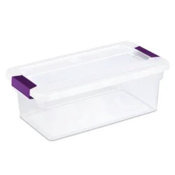 Sterilite 6 Qt Clear View Box Clear with Latches Purple