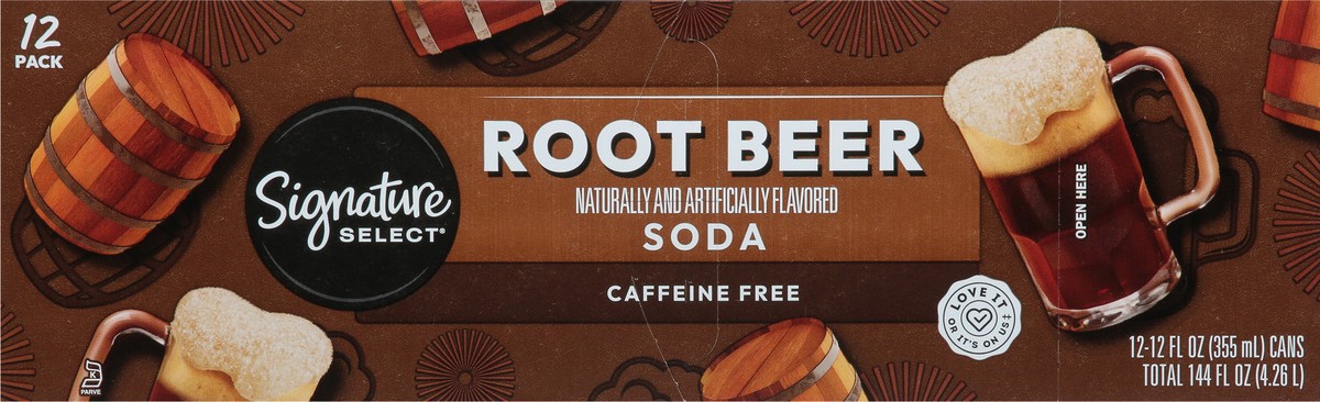 slide 5 of 14, Signature Select Caffeine Free Root Beer Soda 12 Pack 12 - 12 fl oz Cans, 12 ct; 12 fl oz