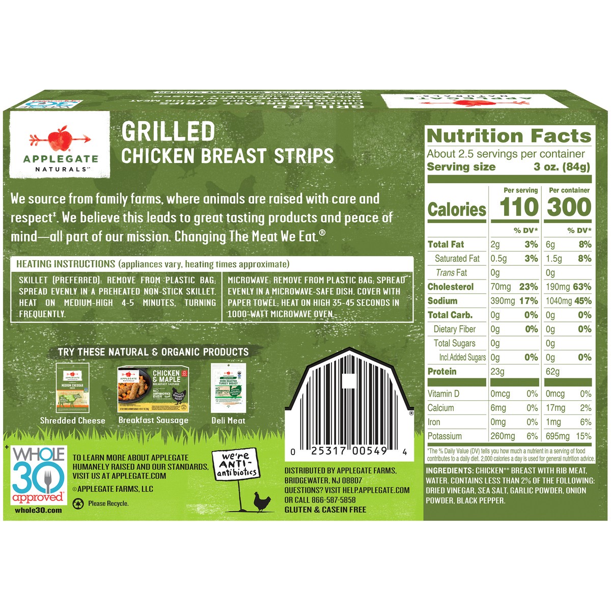 slide 5 of 7, Applegate Chicken Breast Strips, 8 oz