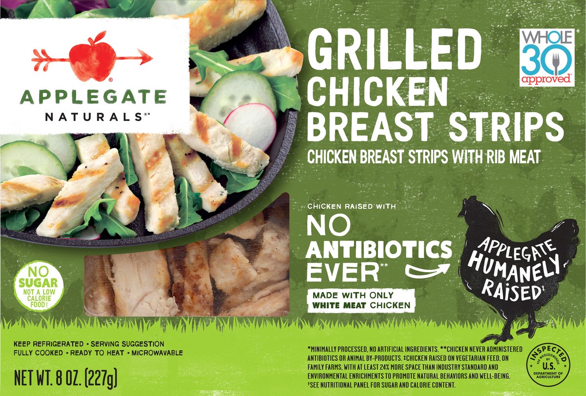 slide 4 of 7, Applegate Chicken Breast Strips, 8 oz