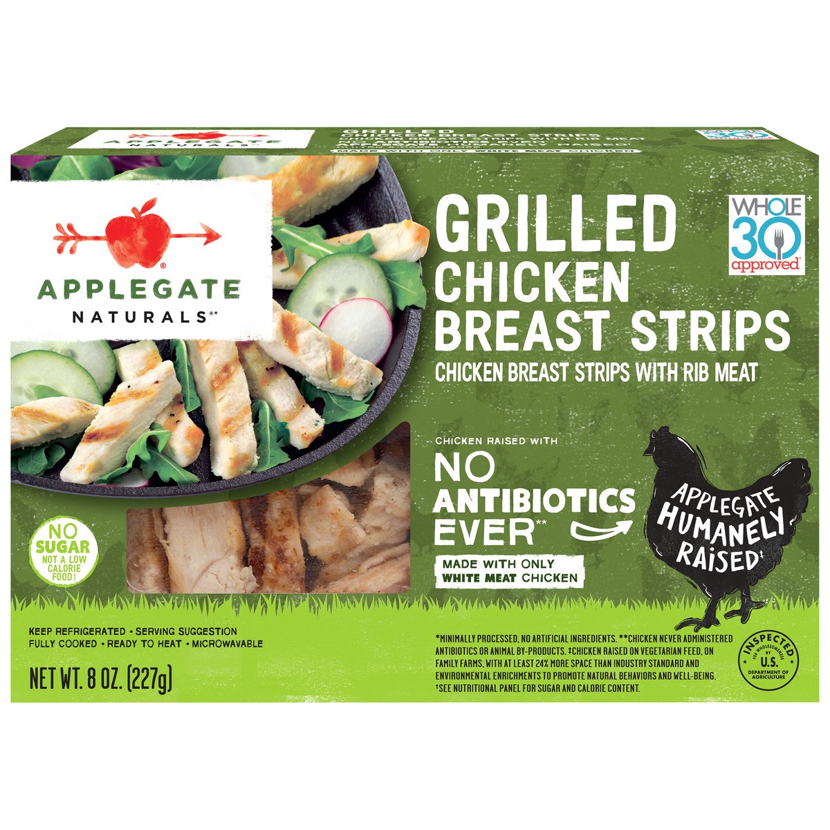 slide 1 of 7, Applegate Chicken Breast Strips, 8 oz