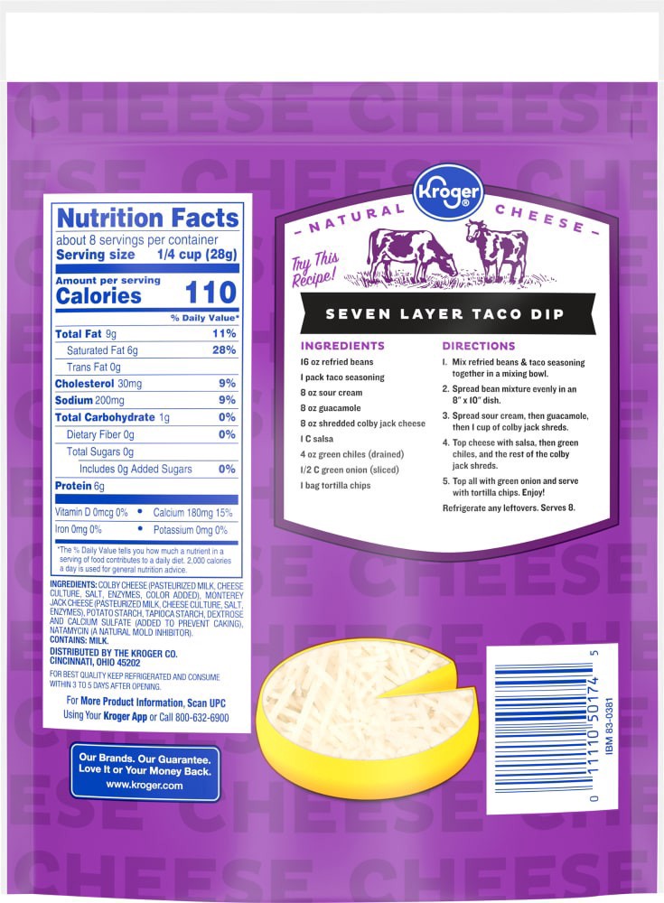 slide 2 of 2, Kroger Colby Jack Shredded Cheese, 8 oz