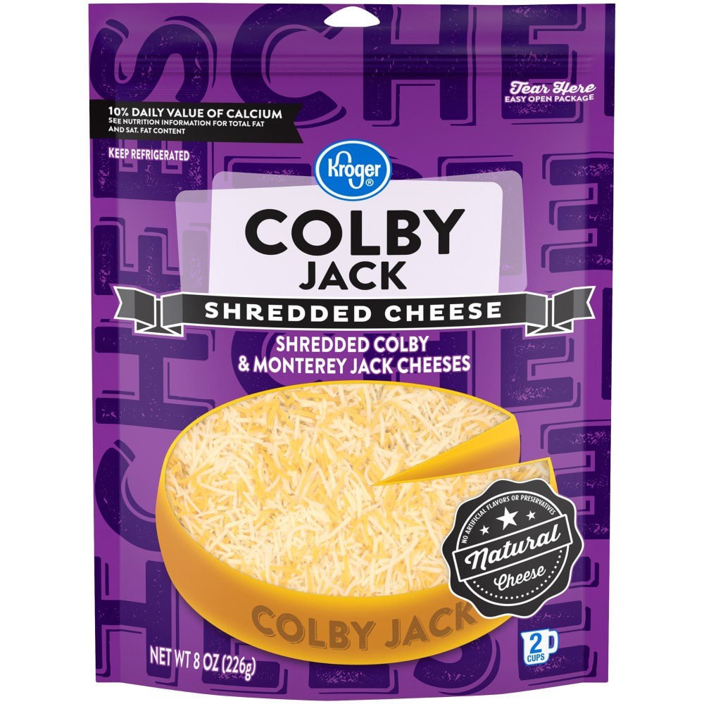 slide 1 of 2, Kroger Colby Jack Shredded Cheese, 8 oz