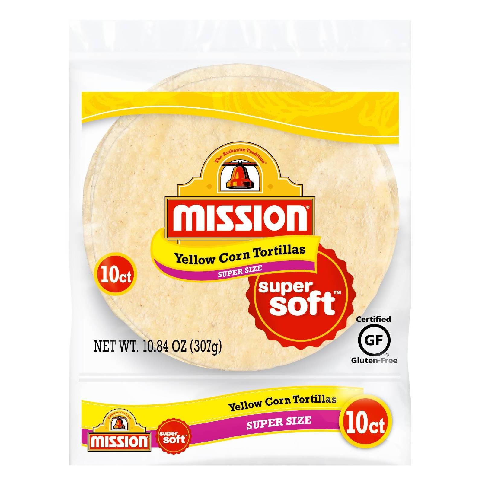 slide 1 of 1, Mission Gluten Free Super Size Yellow Corn Tortillas - 10.84oz/10ct, 10 ct