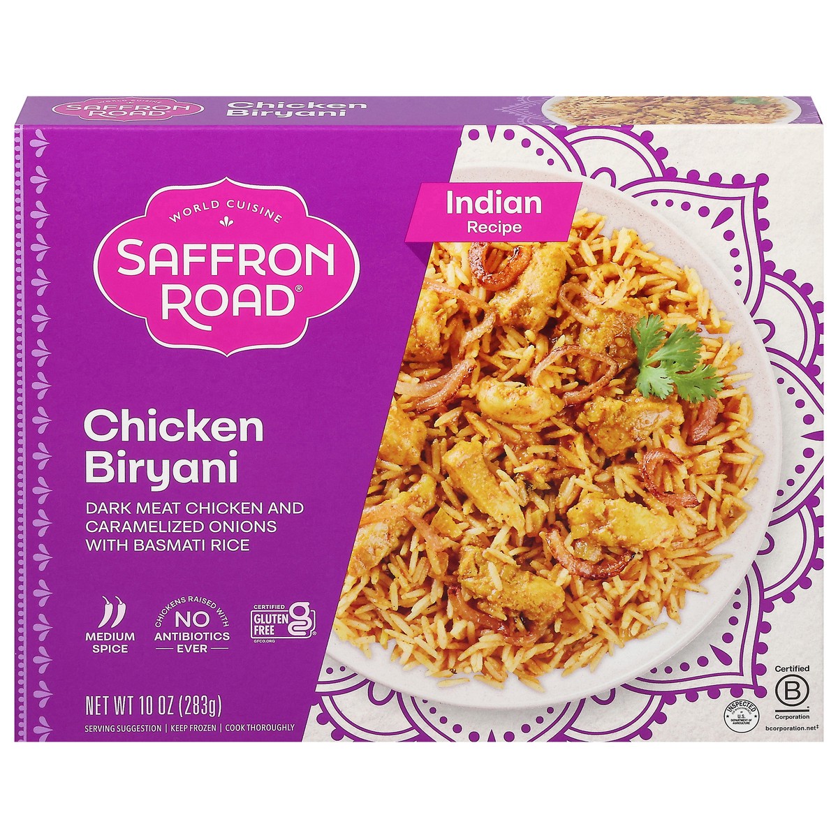 slide 1 of 9, Saffron Road Chicken Biryani, Gluten-Free, Indian Meal, Frozen Dinner 10 oz, 10 oz