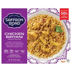 Saffron Road Frozen Chicken Biryani – High Protein, Seed Oil Free, Chickens Raised with No Antibiotics, No Artificial Ingredients, Gluten-Free – 10 oz