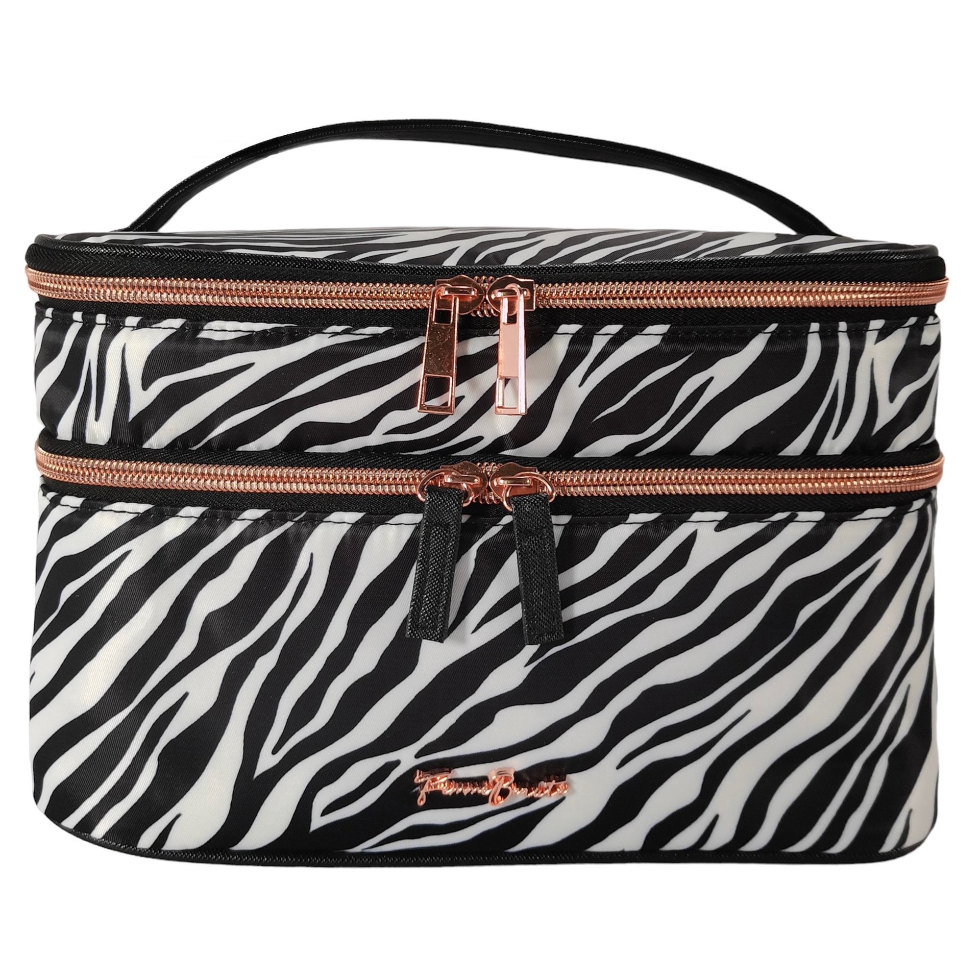 slide 1 of 1, Morena Double Zip Train Case - Zebra, 1 ct