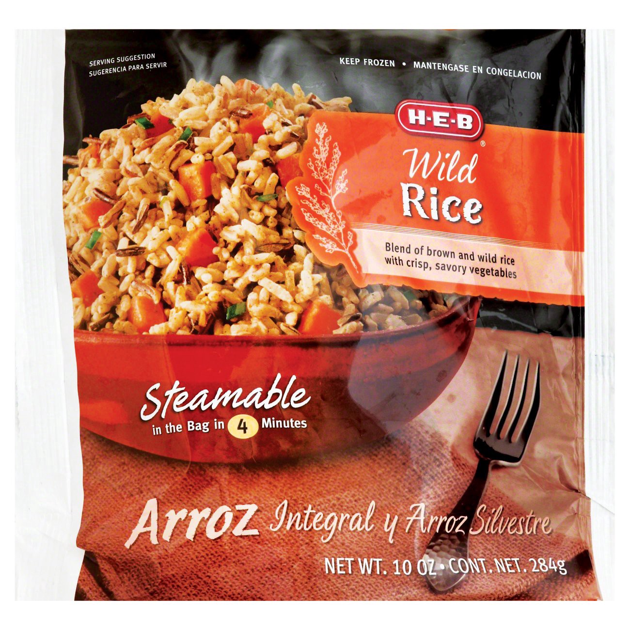 slide 1 of 1, H-E-B Frozen Steamable Wild Rice, 10 oz