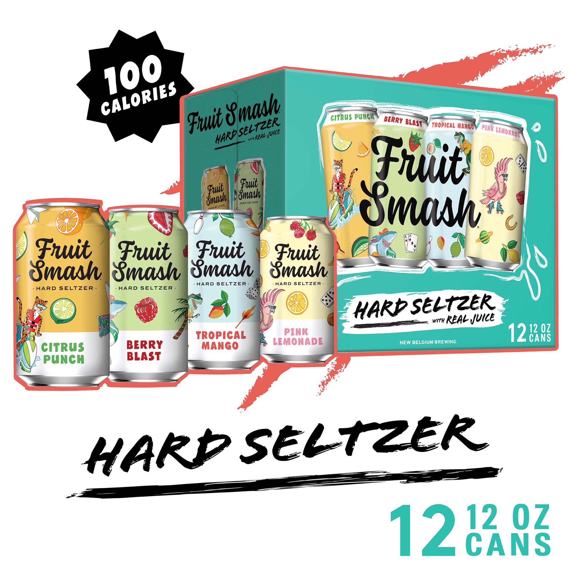 slide 1 of 1, New Belgium Fruit Smash Hard Seltzer Variety, 12 Pack, 12 fl oz Can, 1 ct